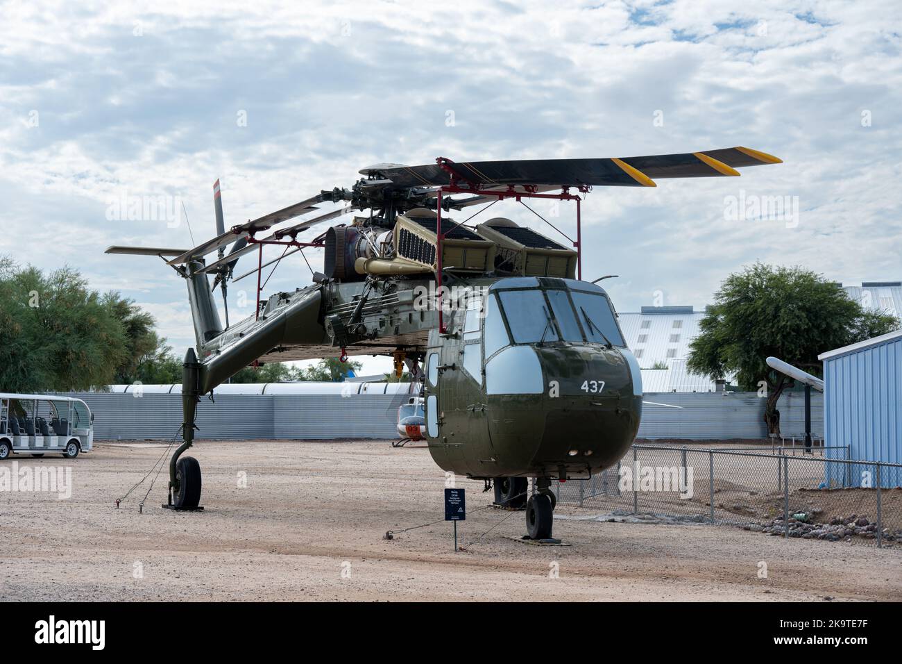 Ein Sikorsky S-64 Skykran-Schwerlift-Hubschrauber, der im Pima Air and Space Museum ausgestellt ist Stockfoto