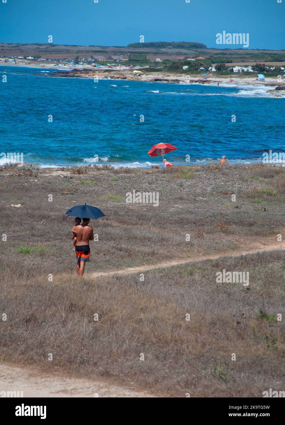 Strand in is Arutas. Sardinien, Italien im Sommer Stockfoto