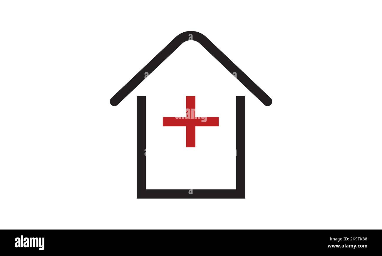 Logo des Krankenhausgebäudes mit Vektorsymbol Stock Vektor