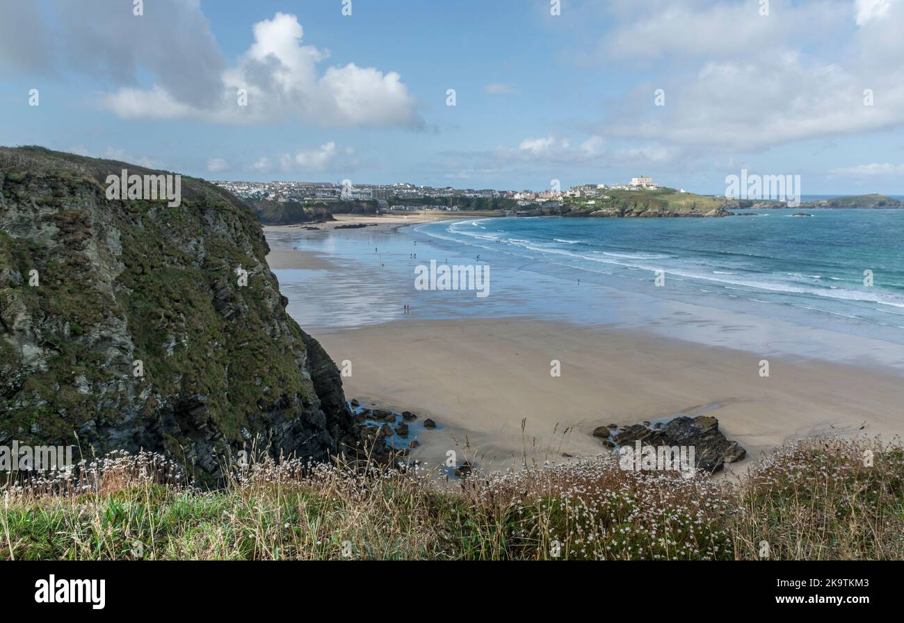 Newquay Bay, Newquay, North Cornwall, Großbritannien. Aufgenommen am 9.. September 2022. Stockfoto
