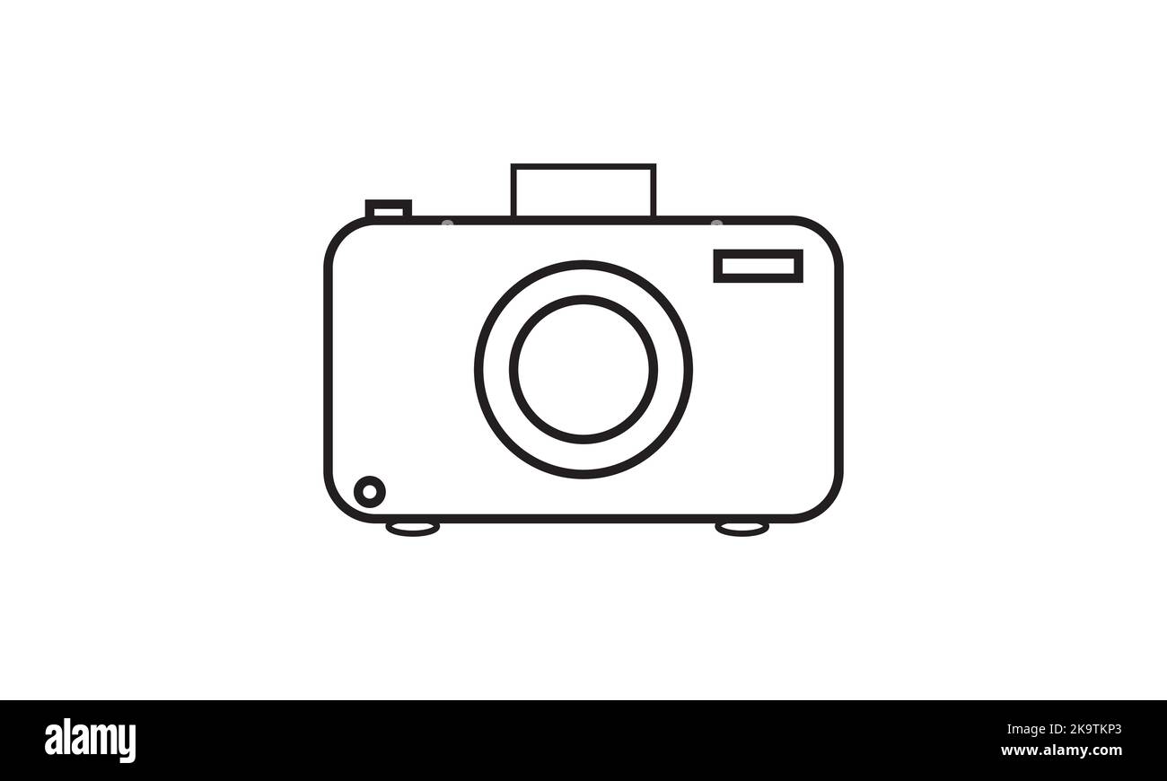 Handgemalt im alten Grafikstil einer klassischen Film-Fotokamera. Darstellung isolierter Vektoren Stock Vektor