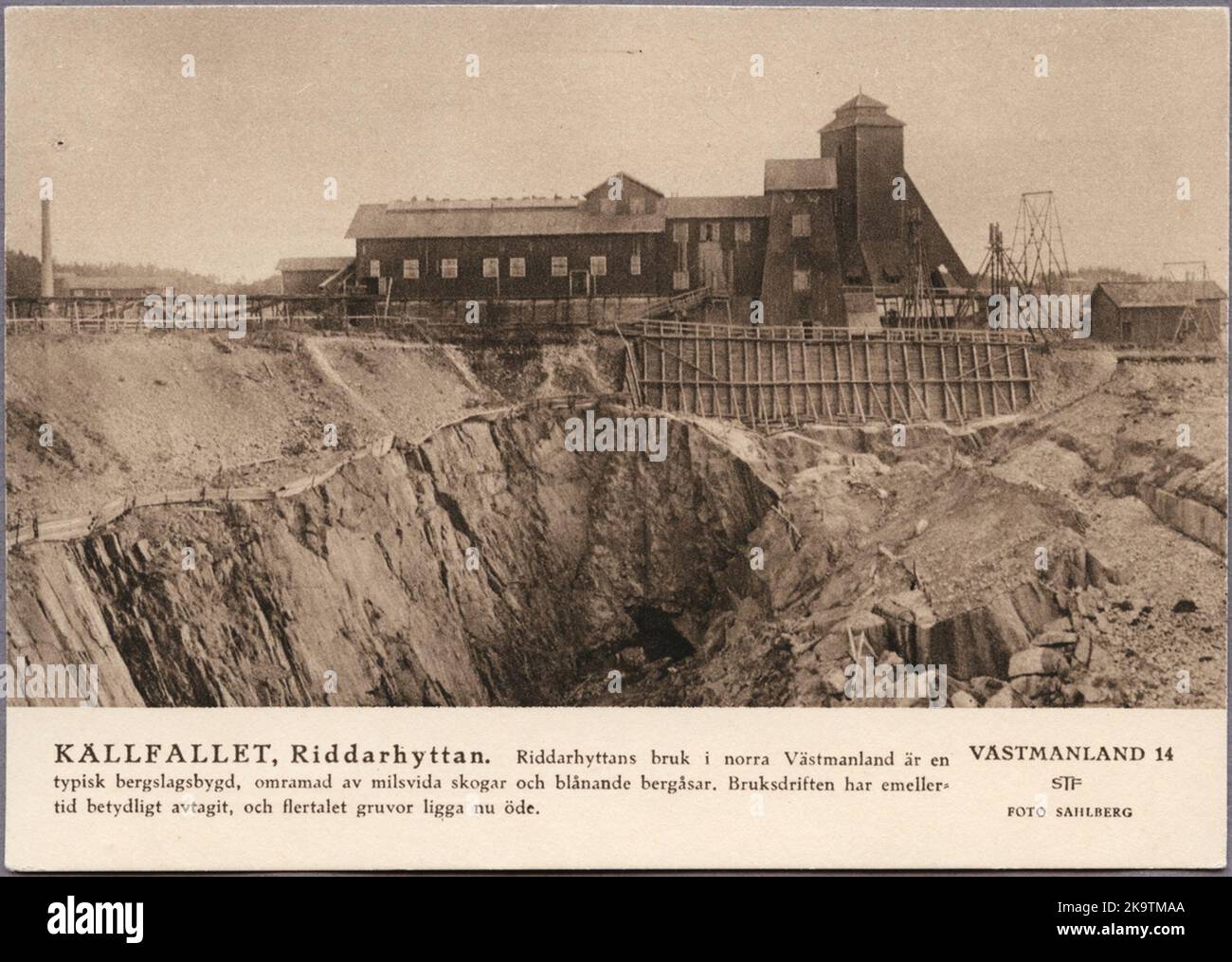 Bergbauindustrie bei Källfallet in Riddarhyttan. Stockfoto