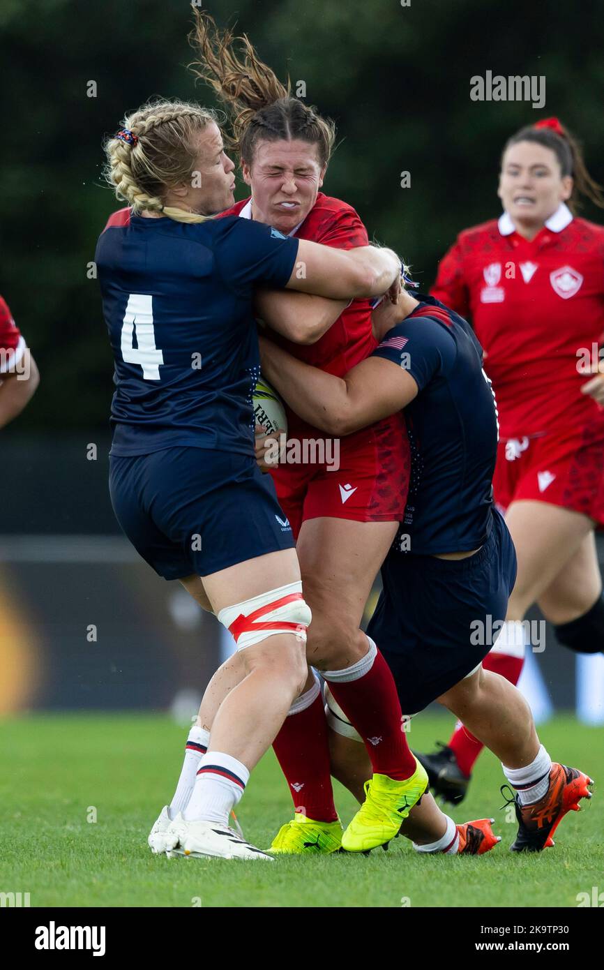 Kanadas DaLeaka Menin beim Viertelfinalspiel der Frauen im Rugby-Weltmeisterschaft im Waitakere Stadium in Auckland, Neuseeland. Bilddatum: Sonntag, 30. Oktober 2022. Stockfoto