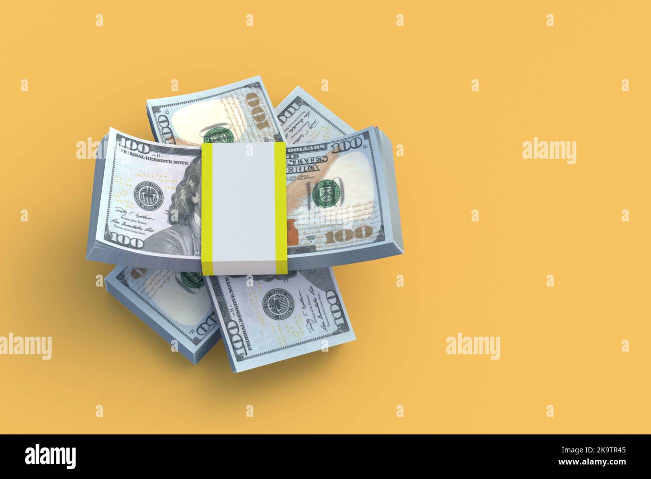 Geldstapel. Reinvestition in die Produktion. Refinanzierung des Bankensektors. Wohltätige Hilfe. Kapitalbeschaffung. Geldakkumulation. Finanzielle Einsparungen Stockfoto