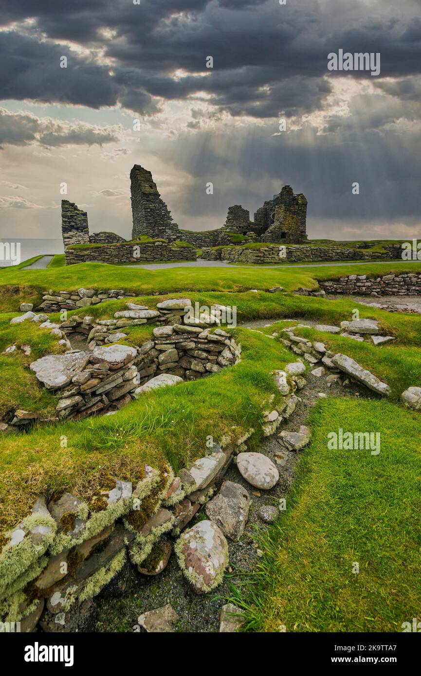 Archäologische Ausgrabungsstätte Jarlshof, Shetland-Inseln, Großbritannien Stockfoto
