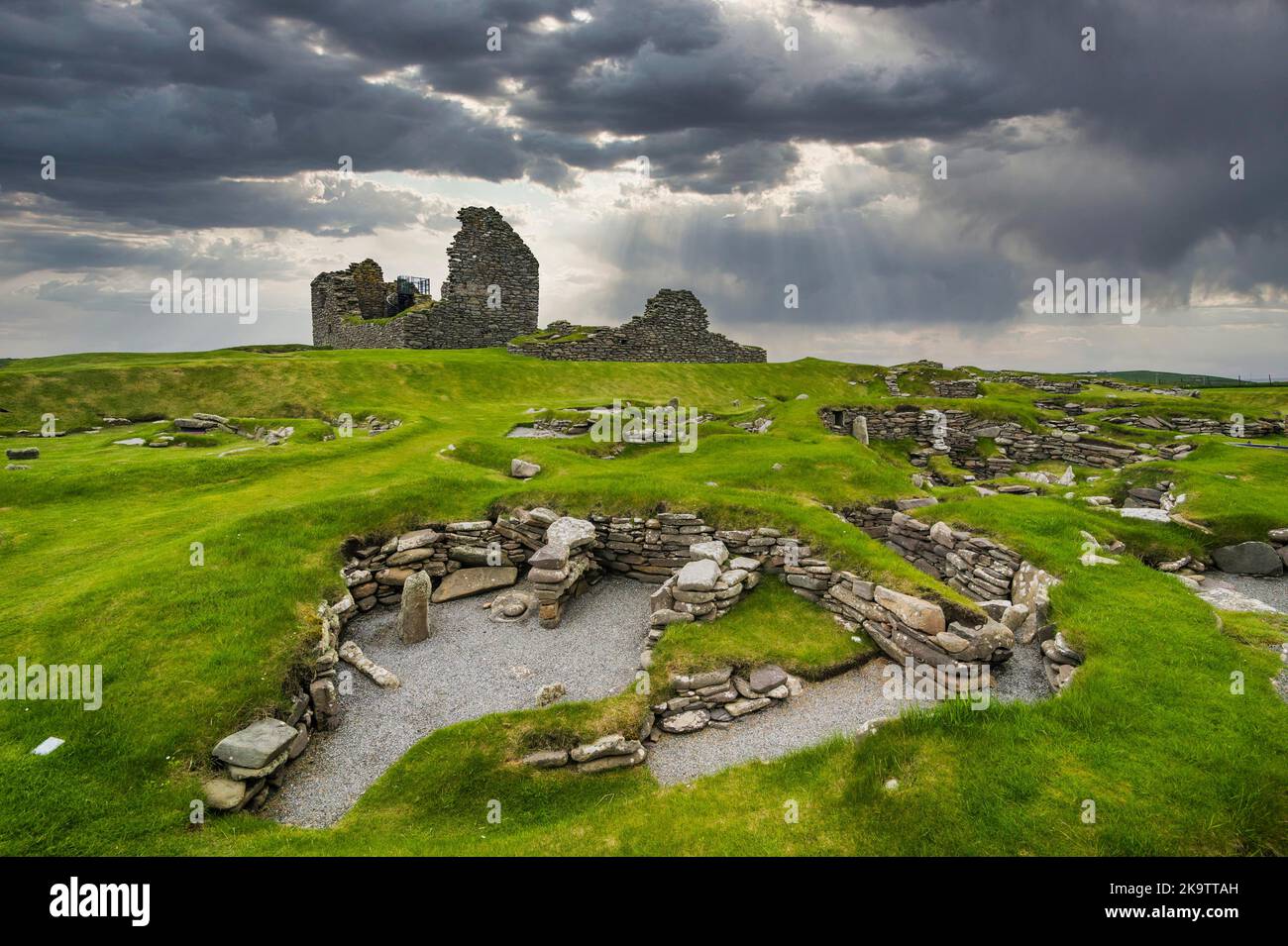 Archäologische Ausgrabungsstätte Jarlshof, Shetland-Inseln, Großbritannien Stockfoto