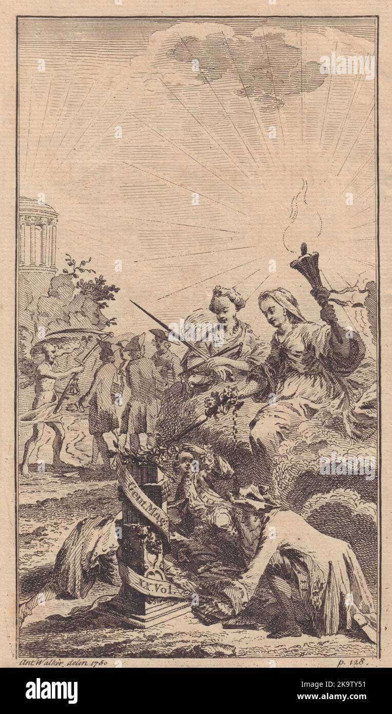 Titelseite des Gentleman's Magazine. Frontispiz. GENTS mag 1750 Old Print Stockfoto