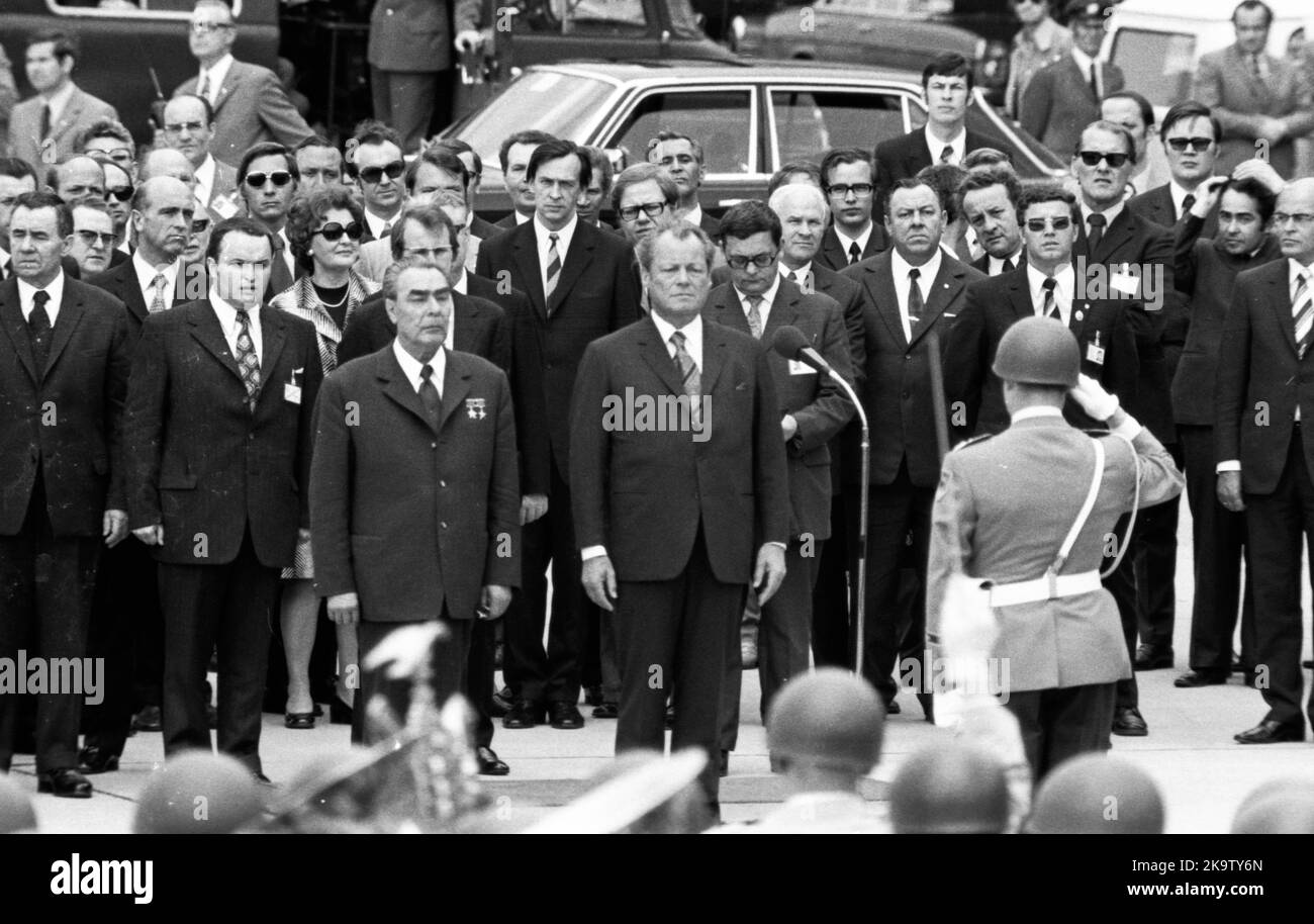 Der Besuch des Parteivorsitzenden der KPdSU, Leonid Breschnew, in der Bundesrepublik Deutschland - hier in Köln-Bonn am 22. Mai 1973 - ist mit vollem Umfang abgeschlossen Stockfoto