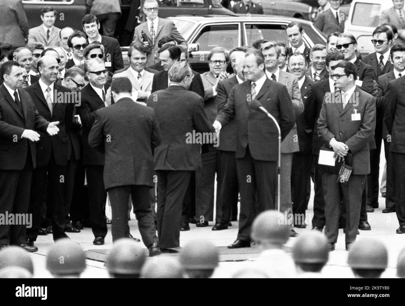 Der Besuch des Parteivorsitzenden der KPdSU, Leonid Breschnew, in der Bundesrepublik Deutschland - hier in Köln-Bonn am 22. Mai 1973 - ist mit vollem Umfang abgeschlossen Stockfoto