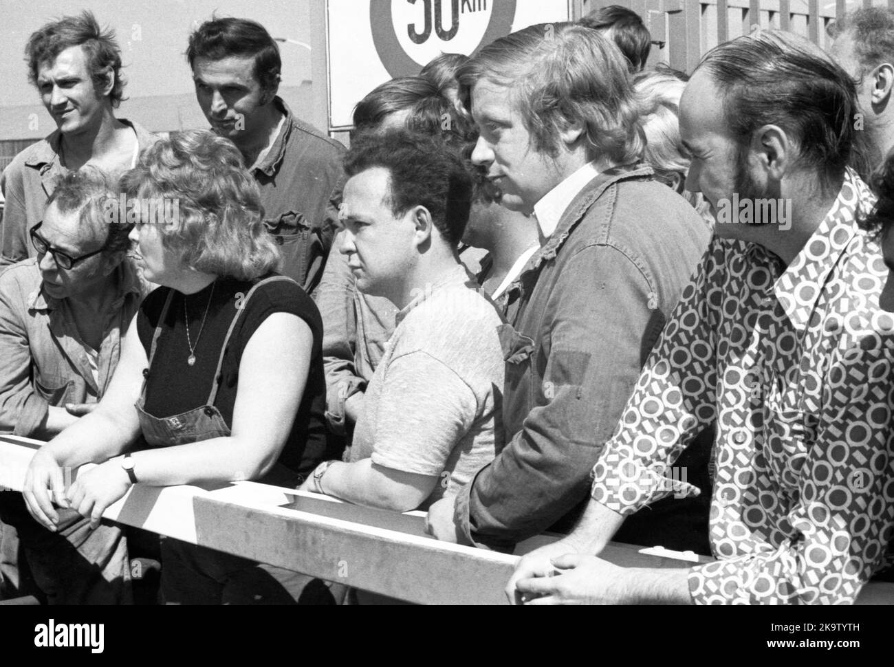 Viele Arbeiter im Opel-Werk in Bochum - hier am 23. August 1973 - beteiligten sich auch an den wilden Streiks, die durch viele Teile des Ruhrgebiets hinwegfegten Stockfoto