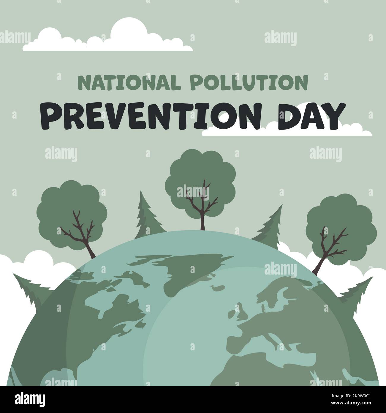 Planetenerdgestaltung mit Bäumen und Pflanzen und nationaler Text zum Tag der Vermeidung von Umweltverschmutzung. Poster zur Sensibilisierung für die Umwelt Stock Vektor