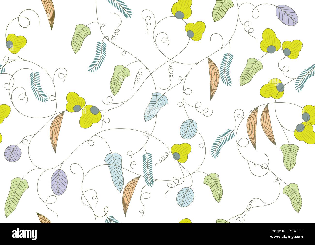 Nahtloser Vektorhintergrund mit blauem Blumenmuster auf Weißem Hintergrund. Horizontal Und Vertikal Wiederholbar. Stock Vektor