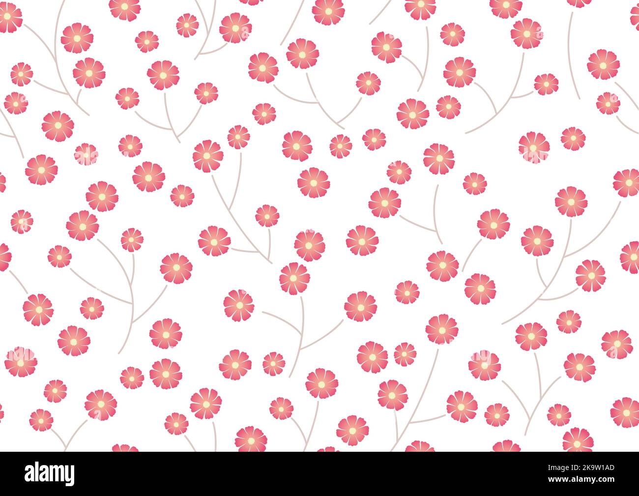 Nahtloser Vektor-Hintergrund mit rosa Blumenmuster auf Einem weißen Hintergrund. Horizontal Und Vertikal Wiederholbar. Stock Vektor