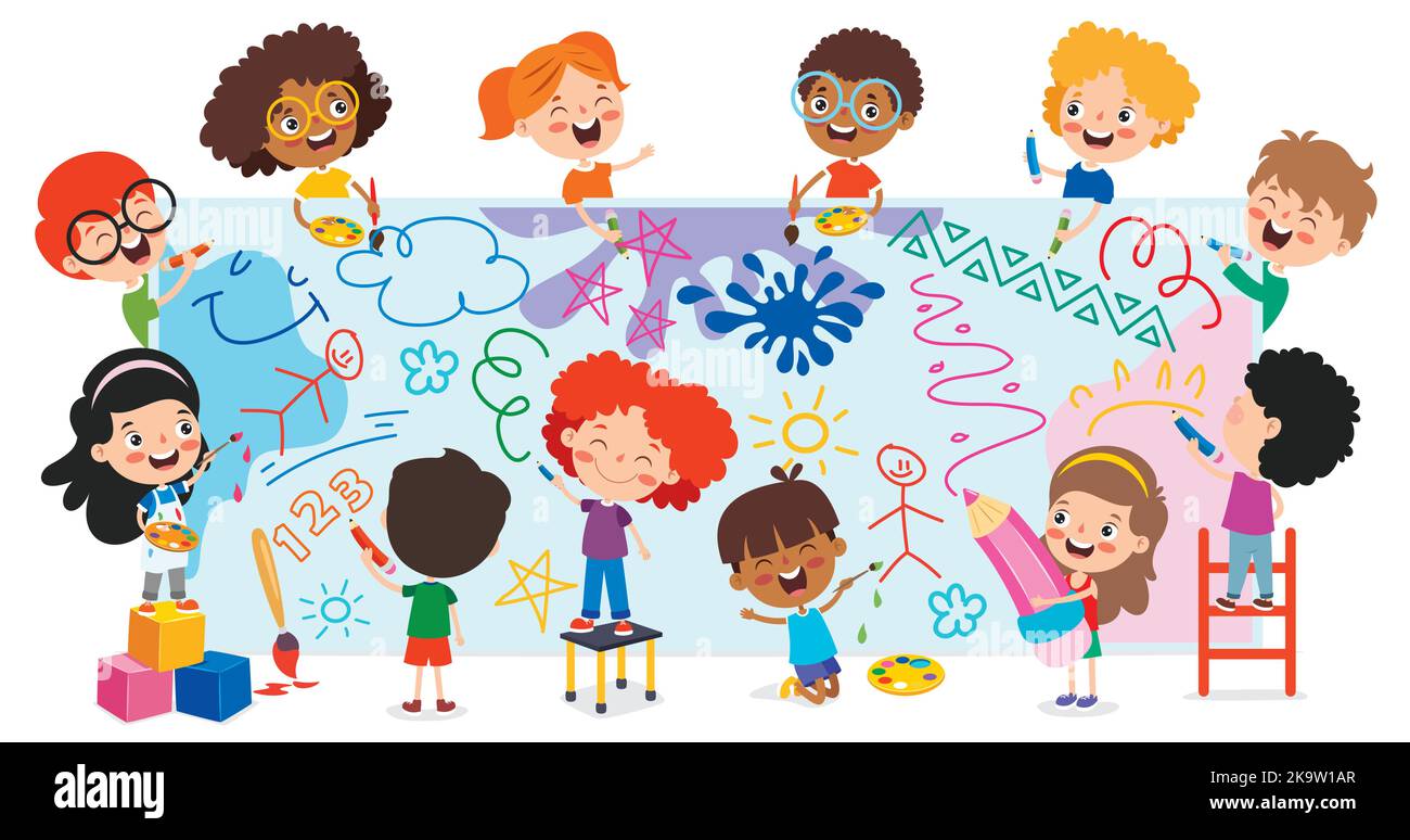 Art Concept Design Mit Witziger Figur Stock Vektor