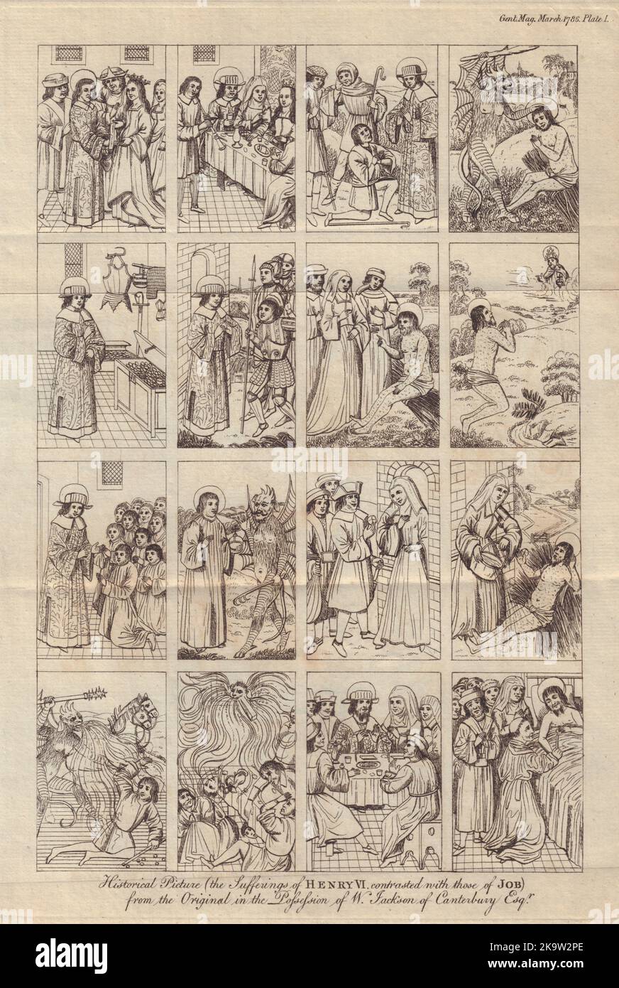Die Leiden Heinrichs VI. Kontrastierten mit denen Hiobs. Jackson Canterbury 1786 Stockfoto
