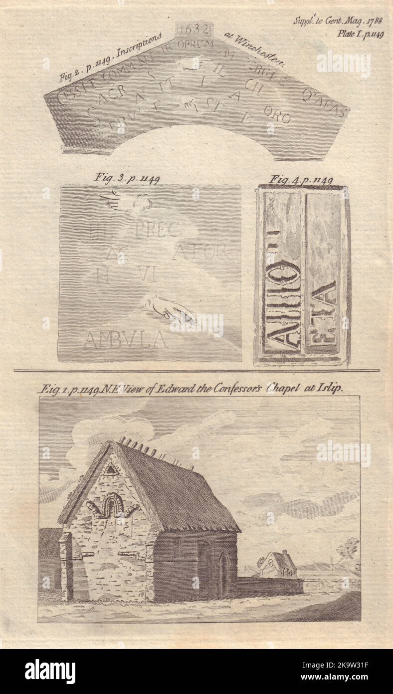 Edward die Beichtvater-Kapelle St. Nicholikirche Islip. Winchester Cathedral 1788 Stockfoto