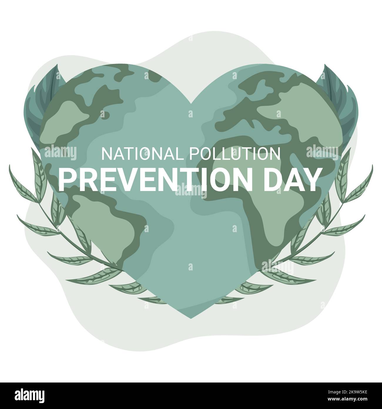 Nationale Vermeidung von Umweltverschmutzung Tag-Design mit Planet Erde in Form eines Herzens und Blätter. Poster, um das Bewusstsein für die Umwelt zu schärfen Stock Vektor