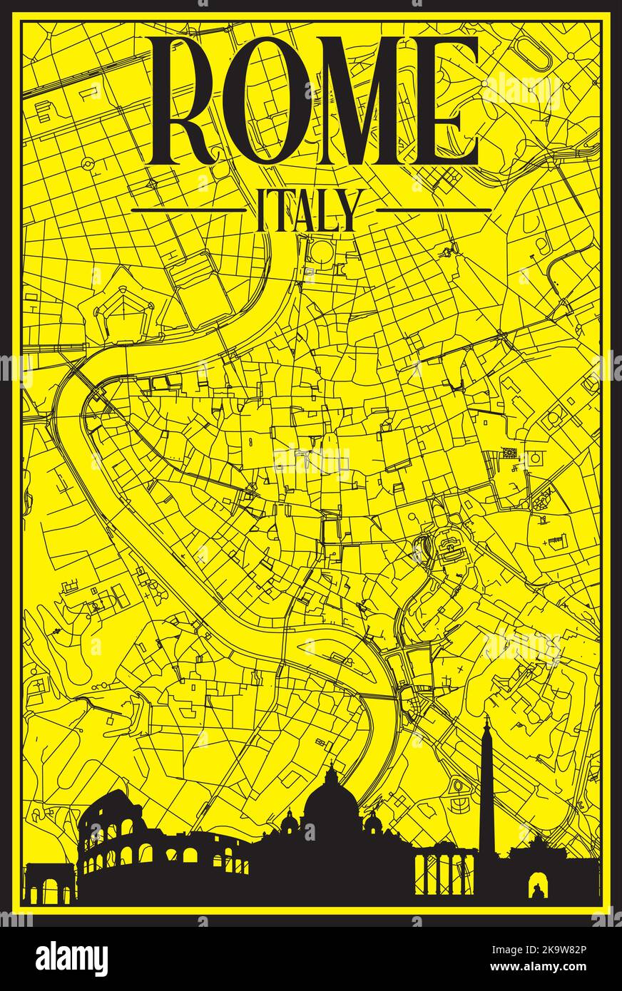 Handgezeichnete Netzwerkkarte von ROM, ITALIEN Stock Vektor