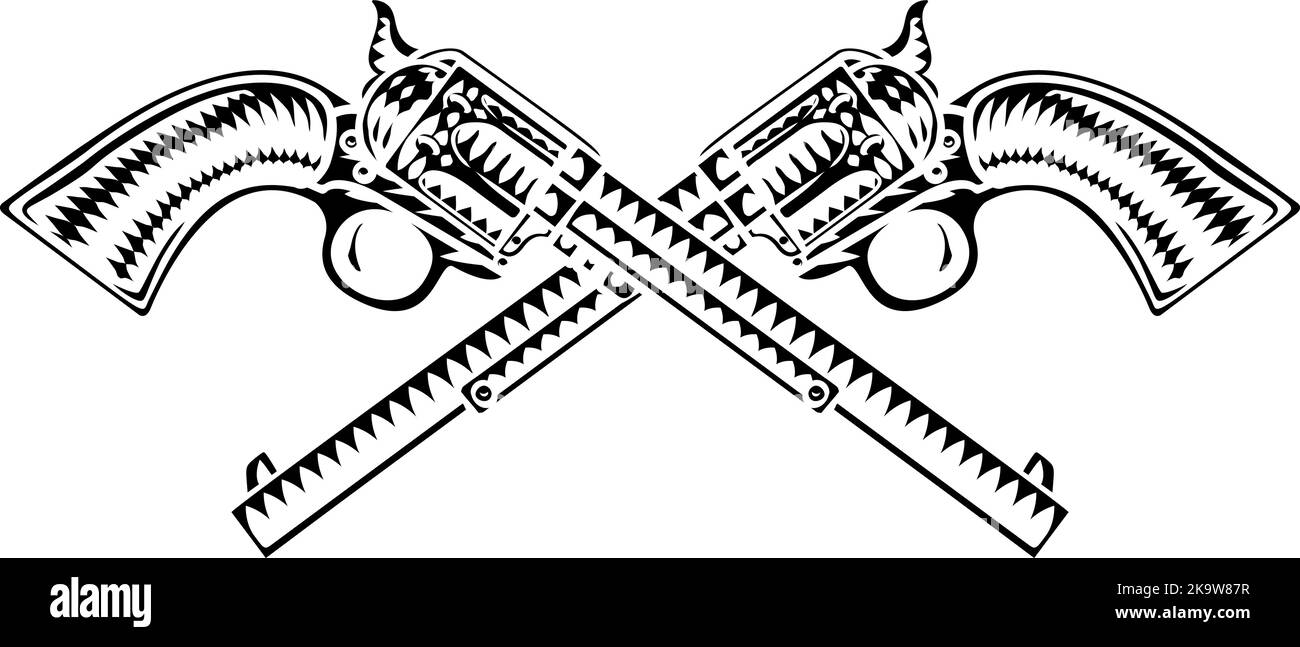 Cowboy Guns Western Pistols Alte Vintage Revolver Stock Vektor