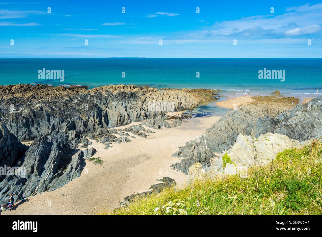 Blick auf den Strand von Woolacombe in der Nähe von Woolacombe Devon England Großbritannien Europa Stockfoto