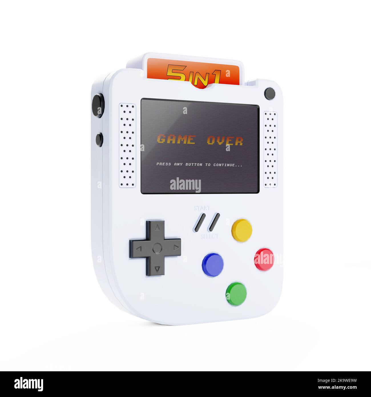 Abstract Arcade Old School Joypad, Gamepad oder Game Console auf weißem Hintergrund. 3D Rendering Stockfoto