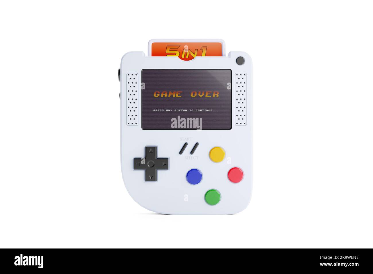 Abstract Arcade Old School Joypad, Gamepad oder Game Console auf weißem Hintergrund. 3D Rendering Stockfoto