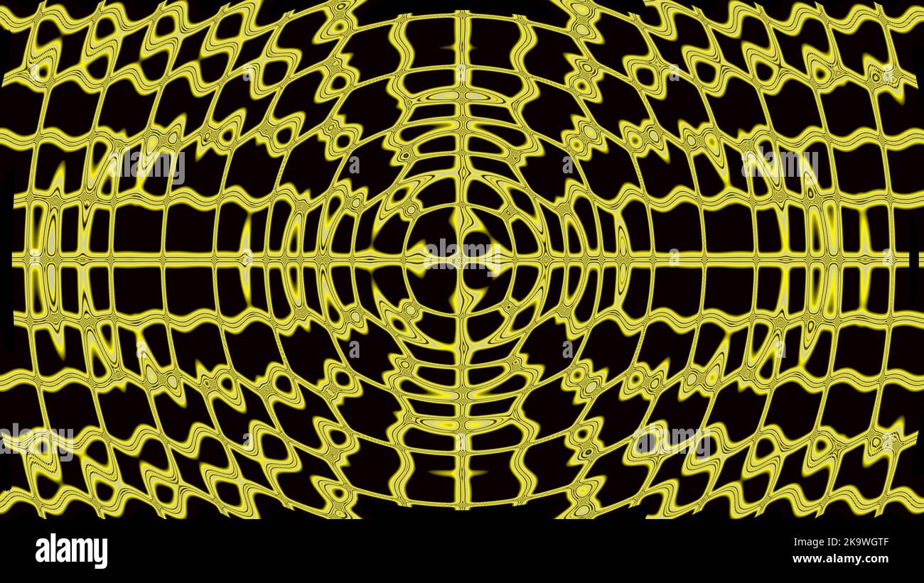 Ein verbundenes Netz wie Linien, die sich durch Gewebemuster auf kreativem abstraktem Hintergrund ausbreiten, mit 3D Rendering-Illustration für Dekoration, Gewebe und Stockfoto