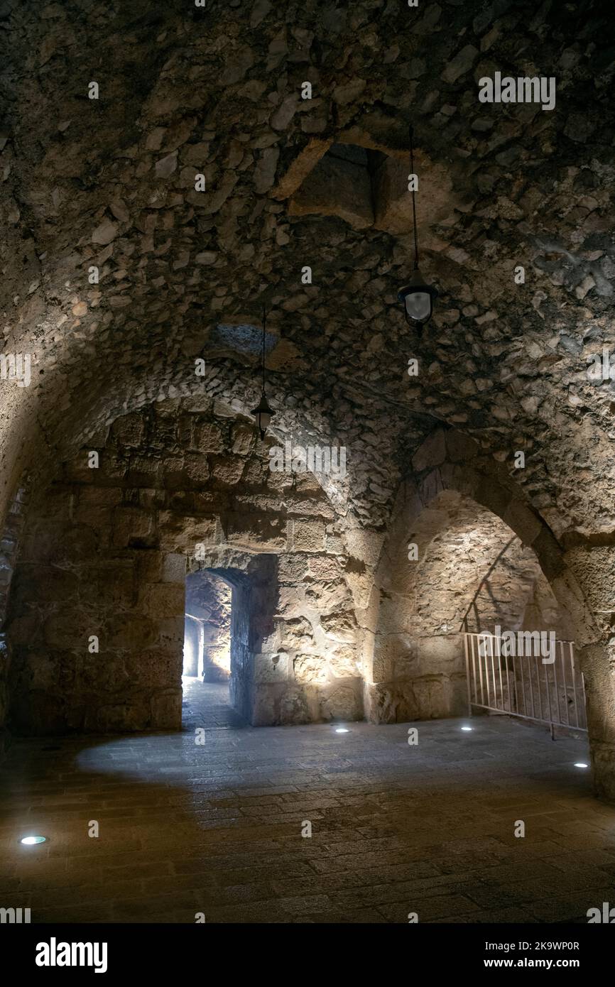 Innenraum mit gewölbter Decke 12. Jahrhundert Ajloun Castle Nordjordanien 1 Stockfoto