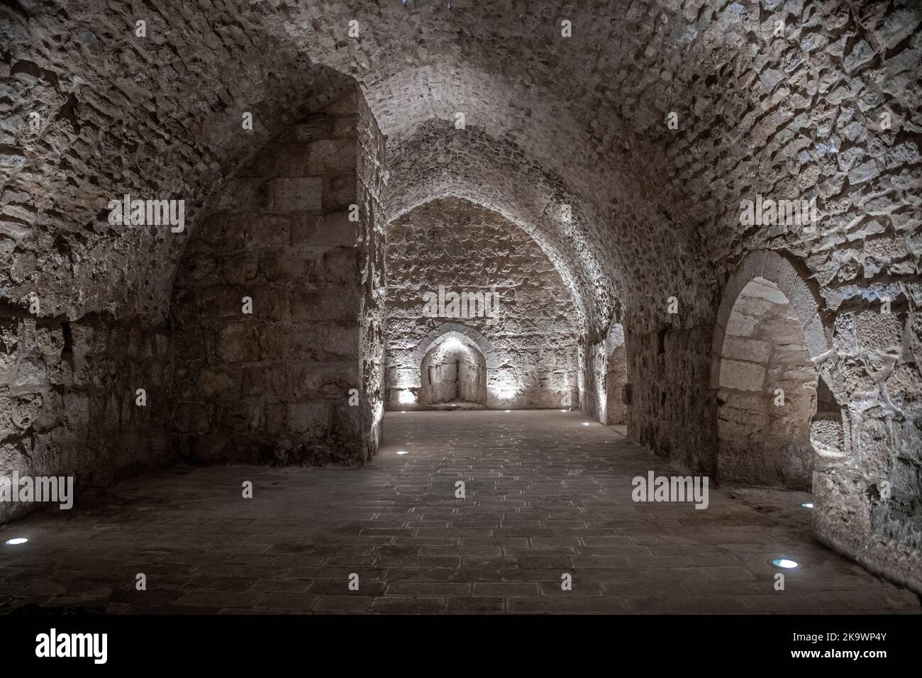 Innenraum mit gewölbter Beilage 12. Jahrhundert Ajloun Castle Nordjordanien 3 Stockfoto
