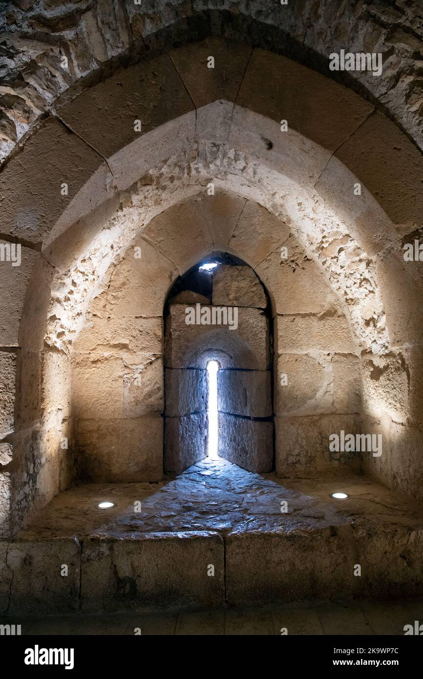 Arrowspalt Ajloun Castle aus dem 12.. Jahrhundert im Norden Jordaniens Stockfoto