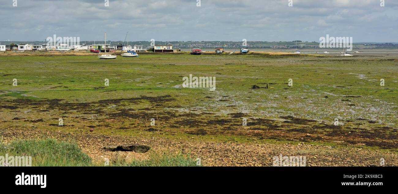 Der Kench auf Hayling Island bei Ebbe. Stockfoto