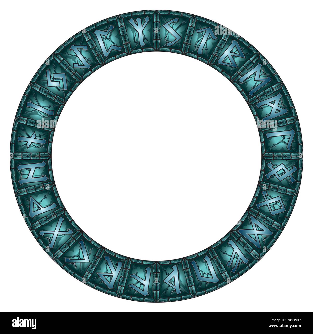 Magic Circle aus Stein glänzenden skandinavischen Runen Stock Vektor