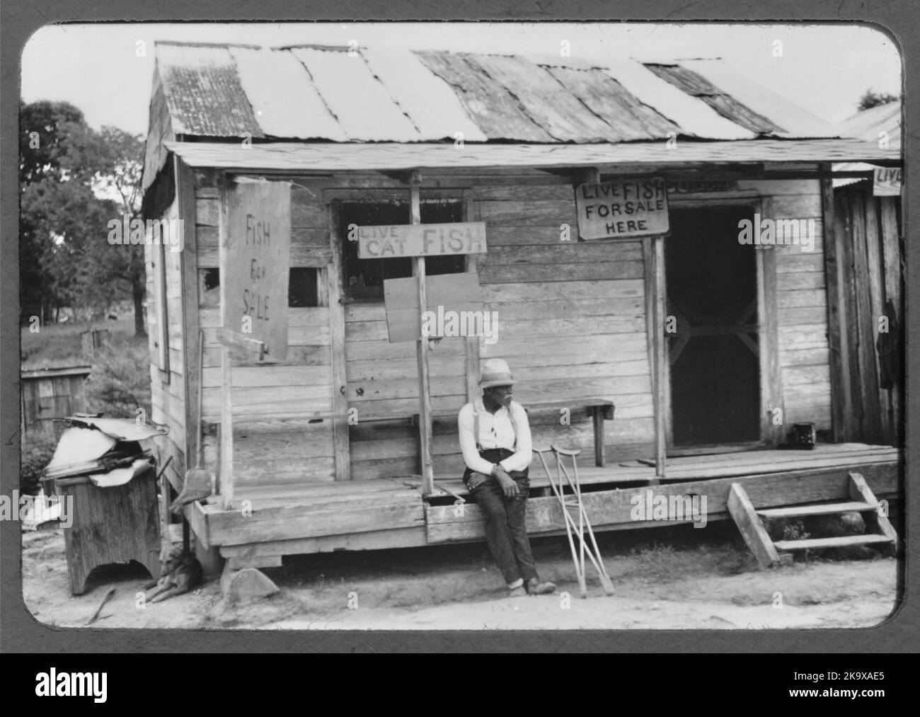 Marion Post Wolcott (amerikanischer Fotograf) - Ein Geschäft mit lebenden Fischen zum Verkauf. Umgebung von Natchitoches, Louisiana, USA - 1940. Stockfoto