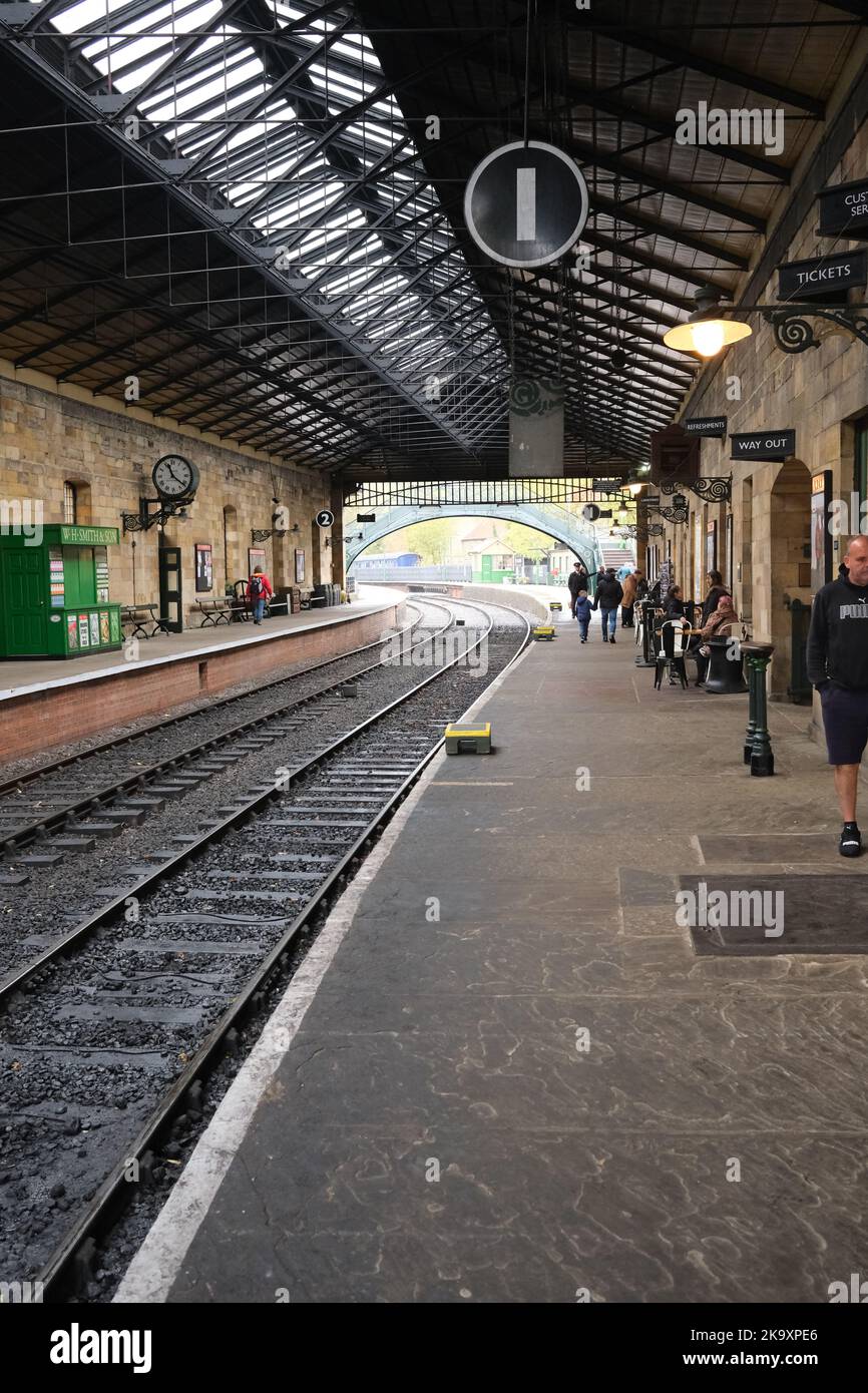 Pickering Bahnhof, North Yorkshire Moors Railway. Stockfoto