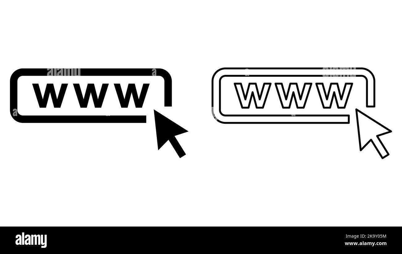 Satz von World Wide Web-Symbol, www Internet-Website-Symbol, klicken Sie Maus Pfeil Zeichen Vektor-Illustration . Stock Vektor