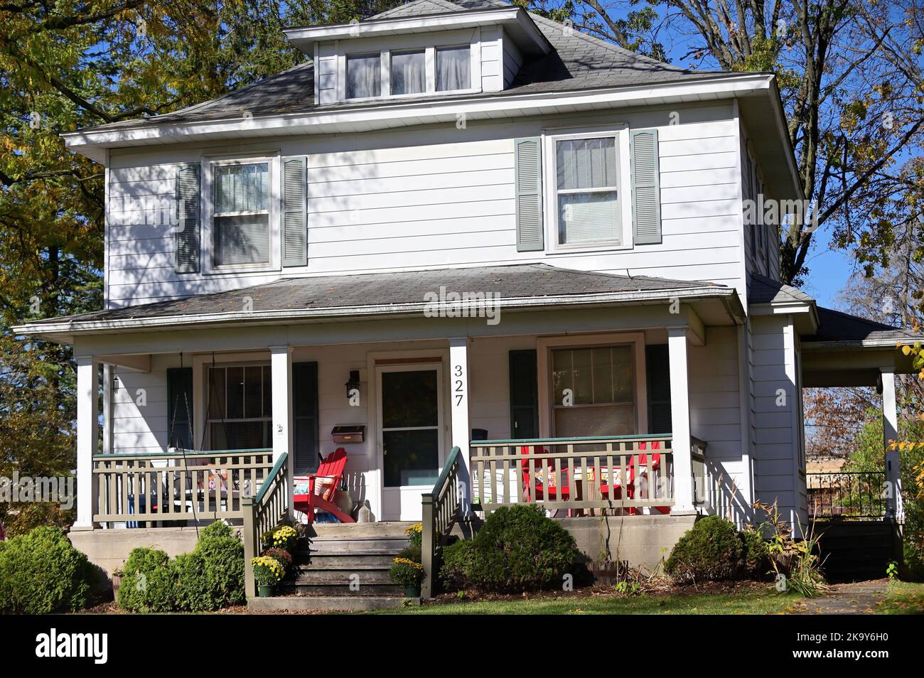Naperville, Illinois, USA. Ein altes Haus im historischen Viertel von Naperville, das im US National Register of Historic Places aufgeführt ist. Stockfoto