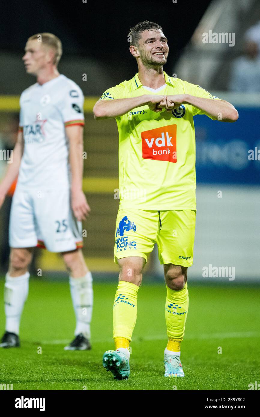Gent's Hugo Cuypers feiert nach einem Treffer bei einem Fußballspiel