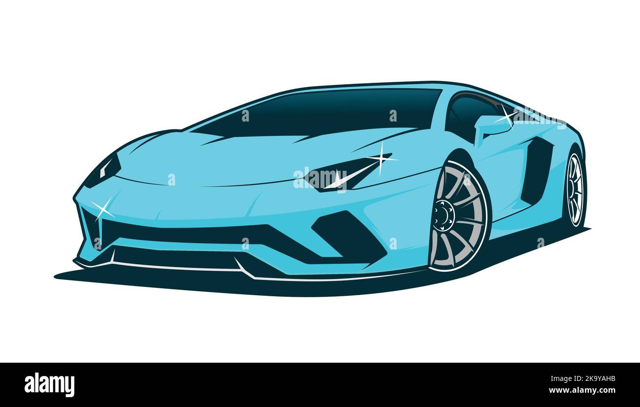 Lamborghini Aventador blau Vektor T-Shirt, Aufkleber-Design. Jetzt herunterladen Stock Vektor