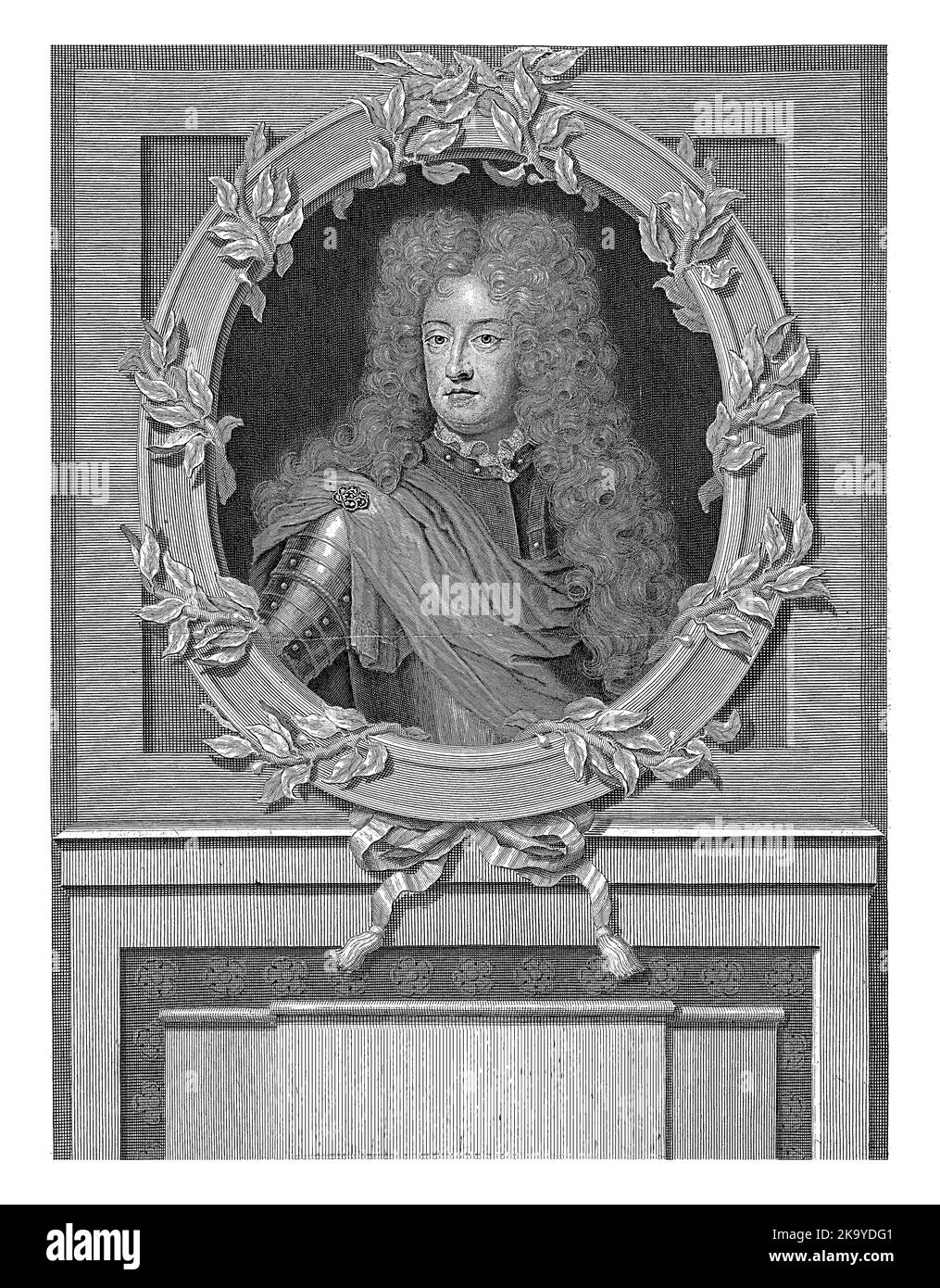 Porträt von Georg, Prinz von Dänemark, Pieter van Gunst, 1659 - 1699 Georg, Prinz von Dänemark, Herzog von Cumberland und Königsgemahl von Königin Anna von E. Stockfoto