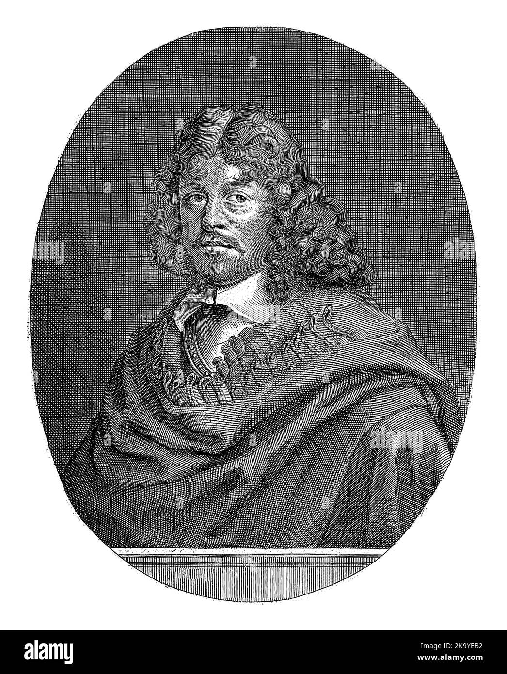 Porträt des deutschen Soldaten Ludwig von Siegen unter seinem lateinischen Motto. Stockfoto