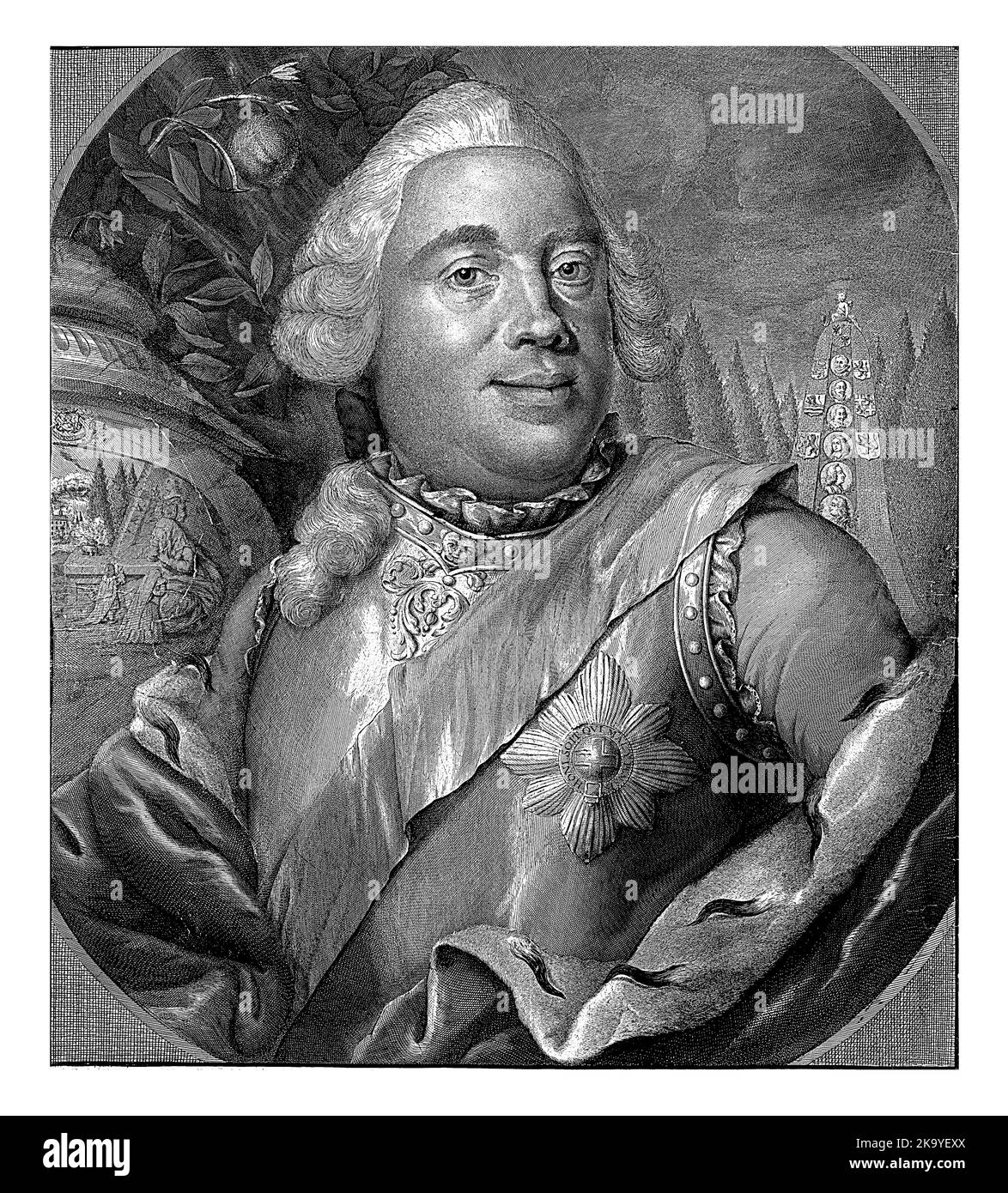 Porträt von Wilhelm IV., Prinz von Oranien-Nassau, Christian Friedrich Fritzsch, 1751 - 1774, Jahrgang gestochen. Stockfoto