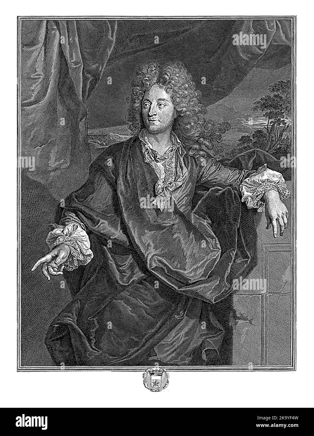 Porträt von Jean Baptiste Boyer d'Eguilles, Cornelis Martinus Vermeulen, nach Hyacinthe Rigaud, c. 1680 - c. 1709 Porträt von Jean Baptiste Boyer d'E Stockfoto