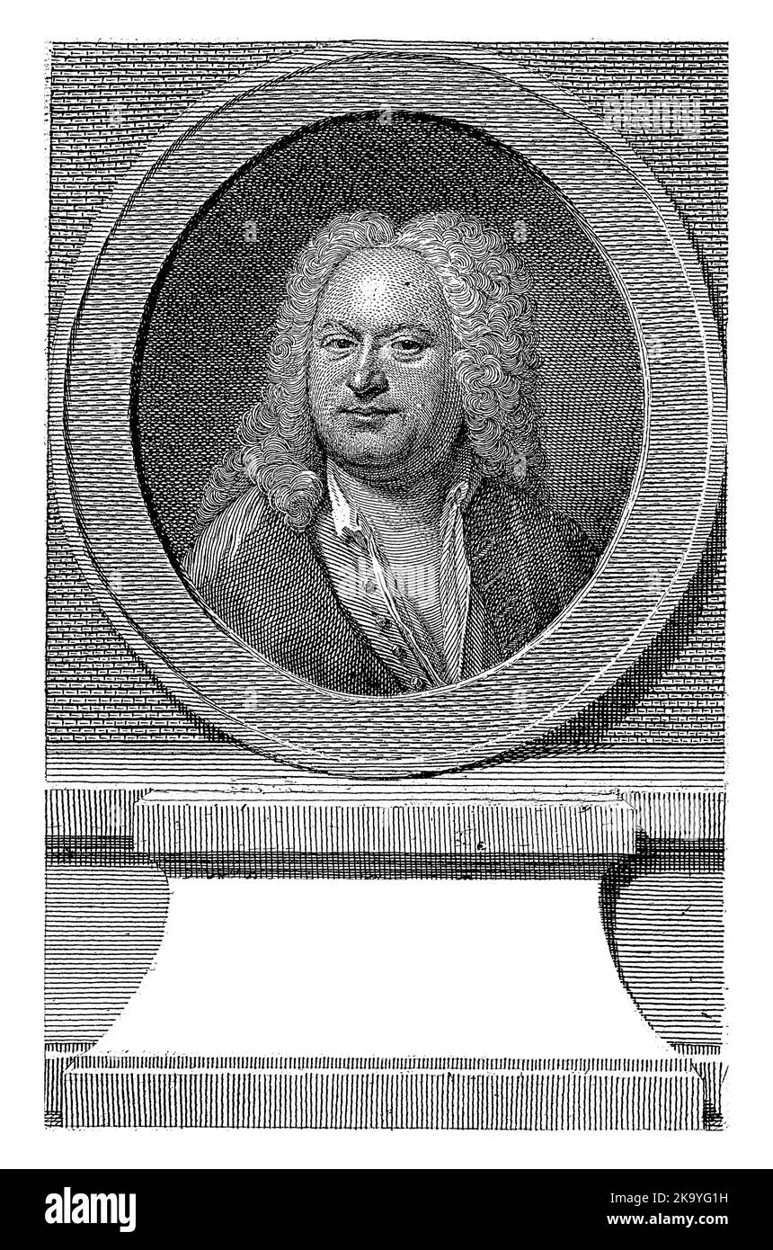 Porträt des Komponisten und Lautenisten Sylvius Leopold Weiss, Bartolommeo Follin, nach Balthasar Denner, 1740 - 1808 Stockfoto