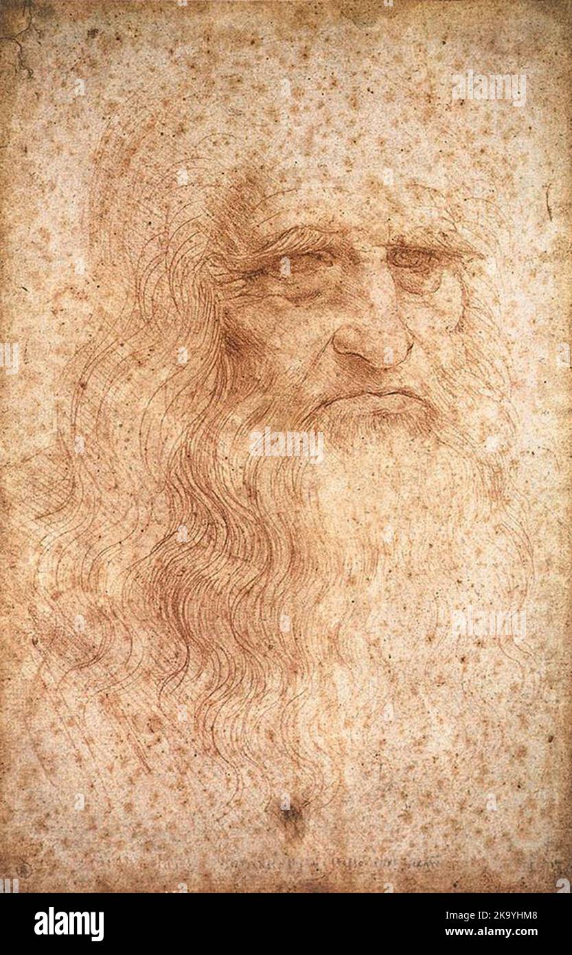 Mutmaßliches Selbstporträt von Leonardo (1510) von Leonardo da Vinci Stockfoto