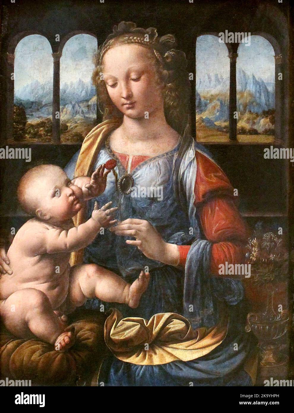 Madonna der Nelke, 1472–1478, Gemälde von Leonardo da Vinci Stockfoto
