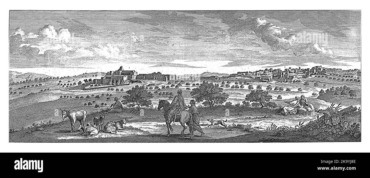 Ansicht von Bethlehem, Jan Luyken, nach Cornelis de Bruyn, 1698 Stockfoto