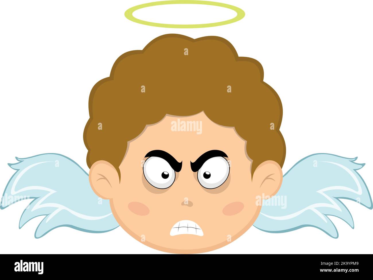 Vektor-Illustration eines Kindes Engel Cartoon mit einem wütenden Ausdruck Stock Vektor