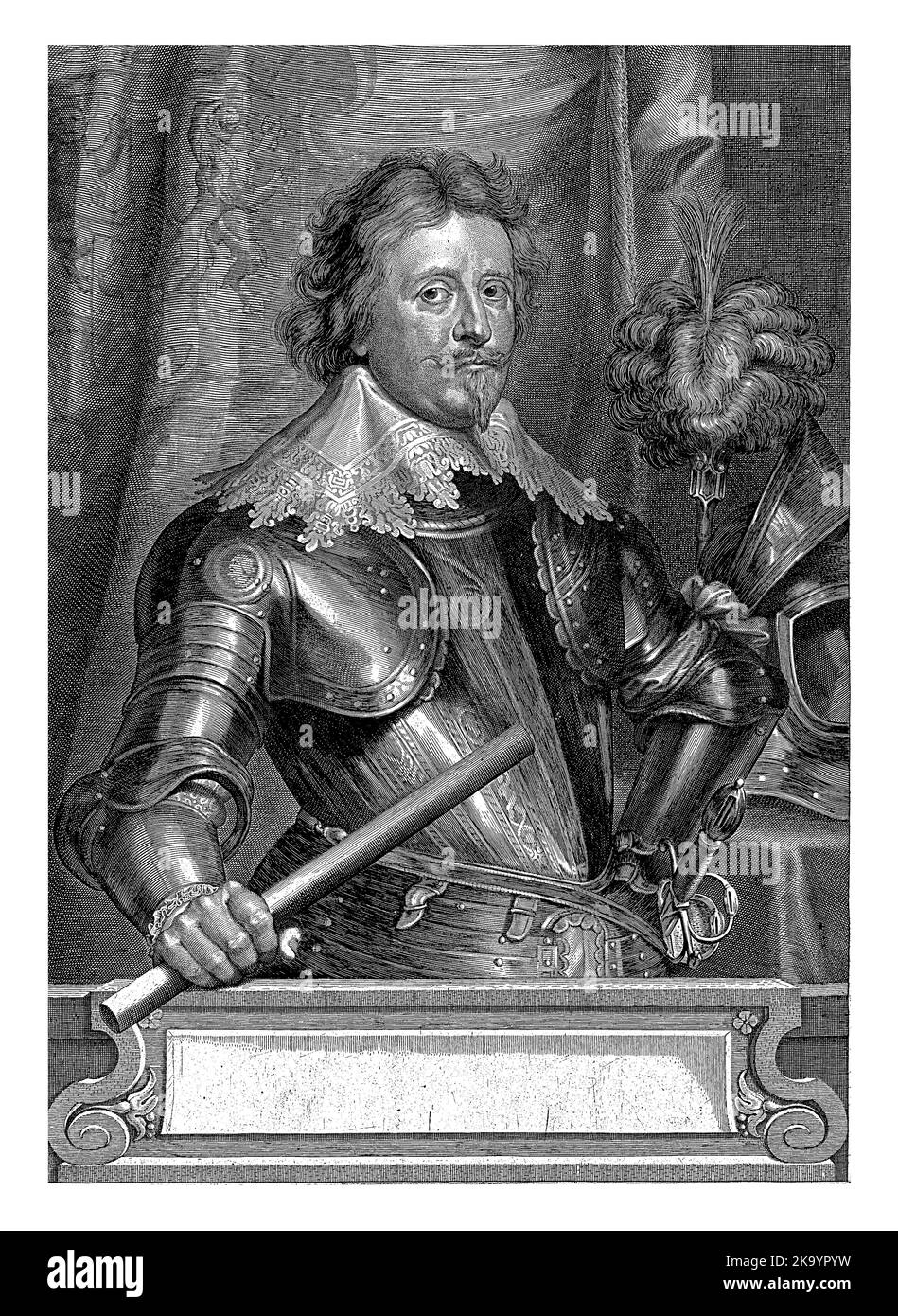 Porträt von Frederik Hendrik, Prinz von Oranien-Nassau, Paulus Pontius, nach Anthony van Dyck, 1616 - 1657 Stockfoto