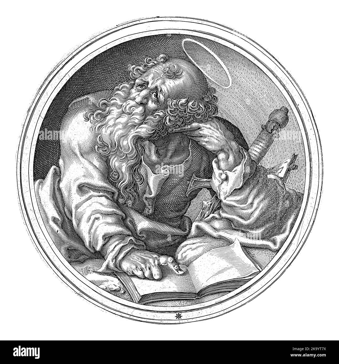 H. Paulus liest ein Buch, Zacharias Dolendo, nach Jacob de Gheyn (II), c. 1596 Stockfoto