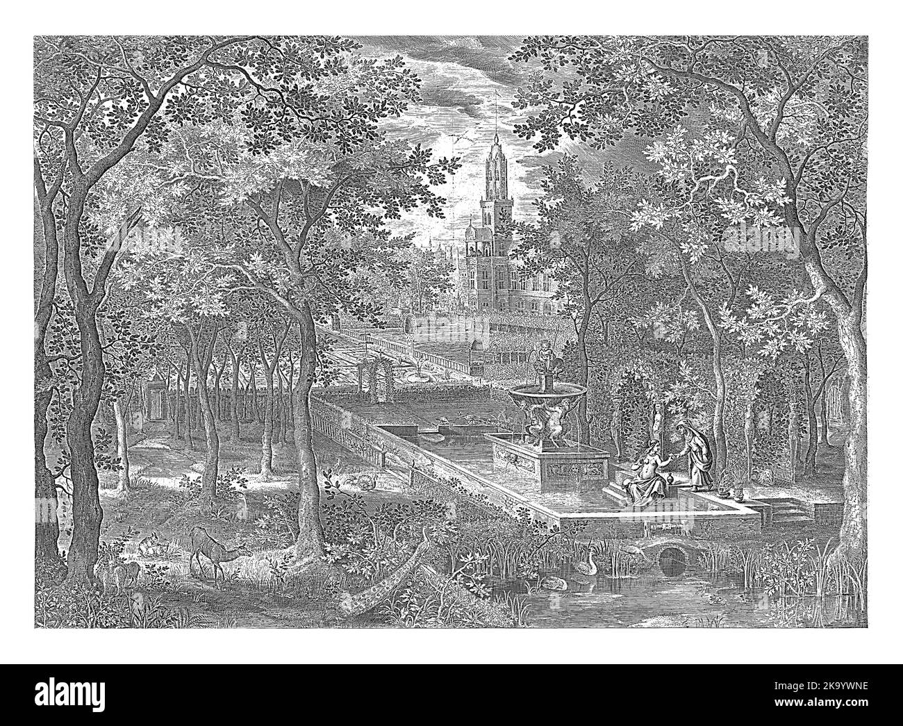 Bathsheba erhält den Brief von David, Jan van Londerseel, nach David Vinckboons (I), 1601 - 1652 Bathsheba erhält den Brief von David in der Nähe von A Stockfoto